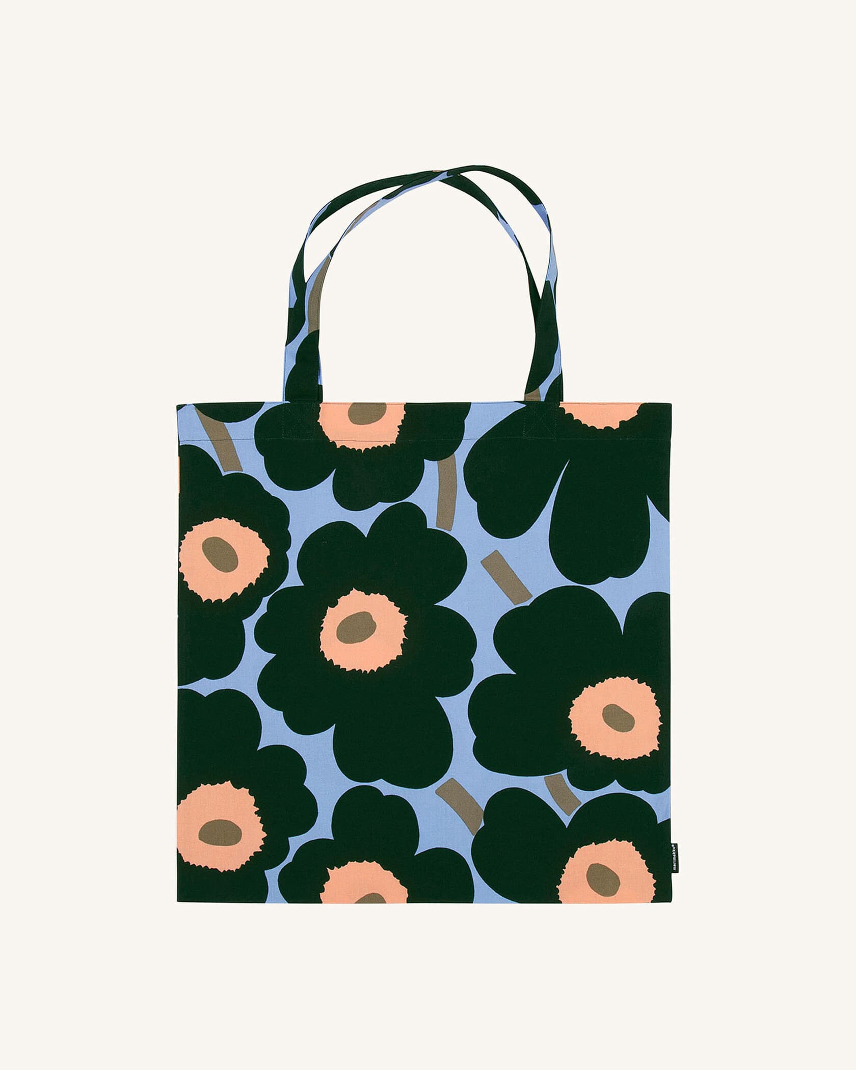 人気 *marimekko* PieniUnikko ファブリックバッグ*シックな配色 Pieni Unikko ファブリックバッグ 44×43cm | Marimekko