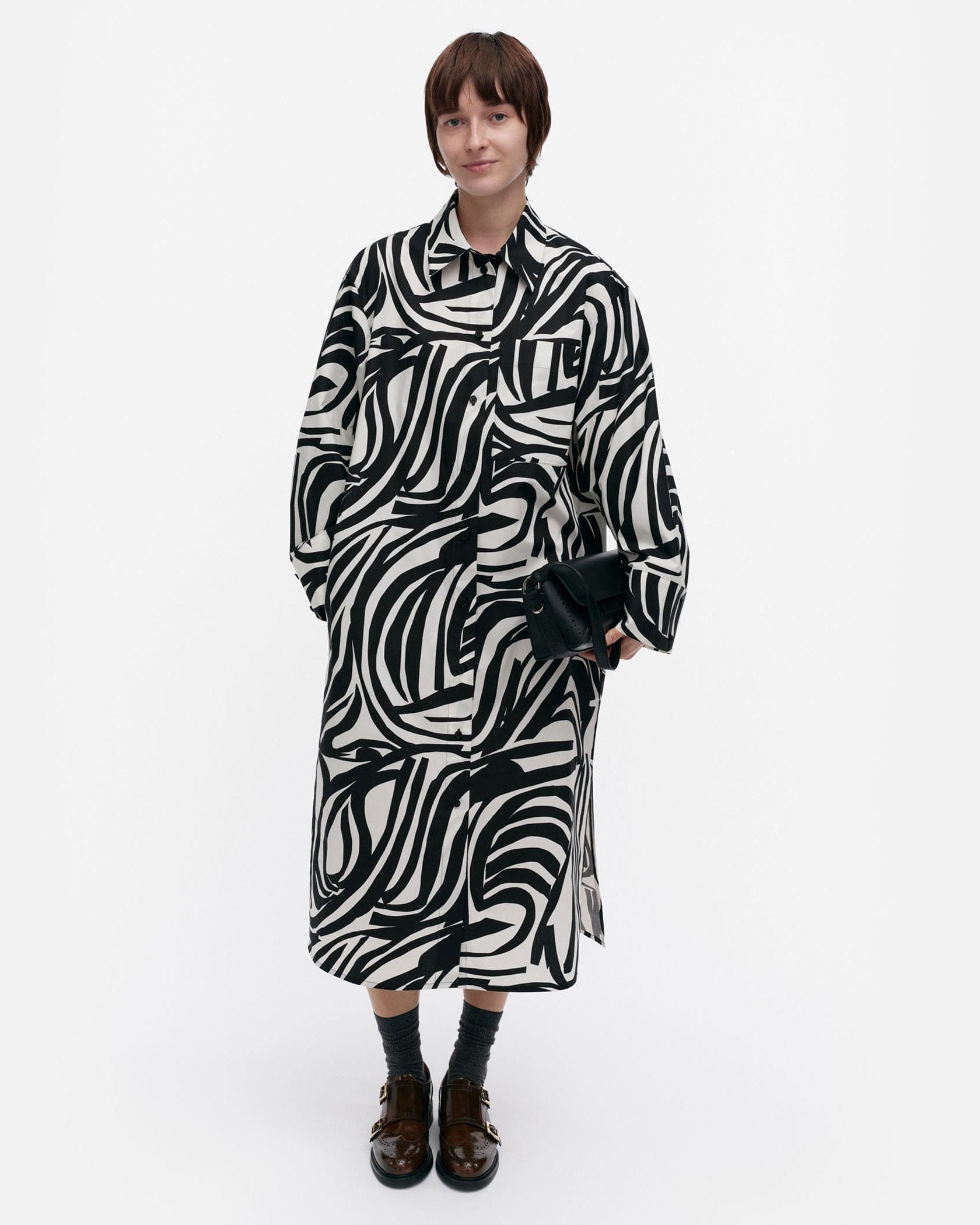 未使用 marimekko マリメッコ 七分袖 膝丈ワンピース 34 marimekkoマリメッコ ワンピース 未使用 marimekko マリメッコ 七分袖