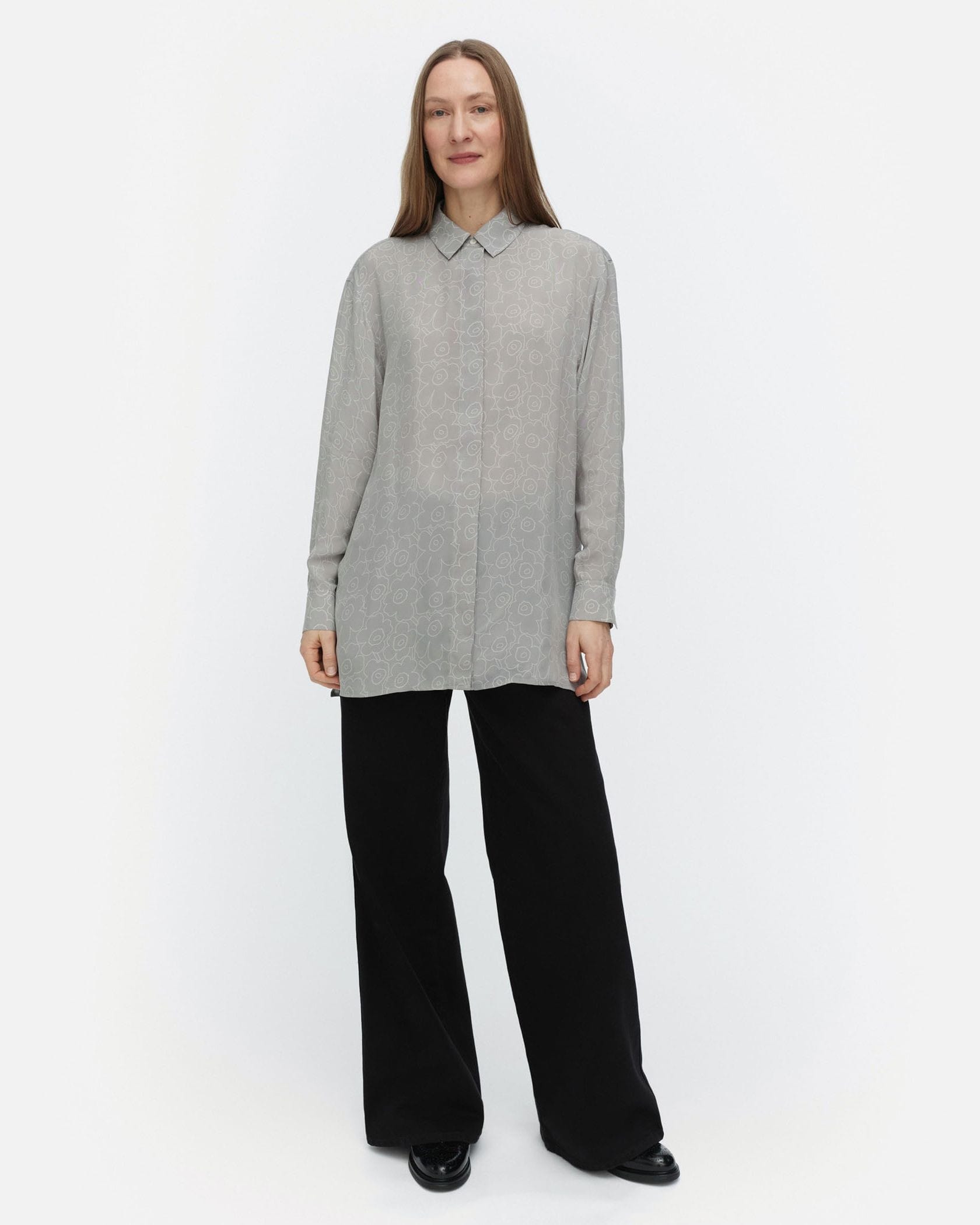 【最終価格】marimekko シャツ　UNIKKO キュプラ Maridenim Vaihe Unikko シャツ | Maija Isola | Marimekko