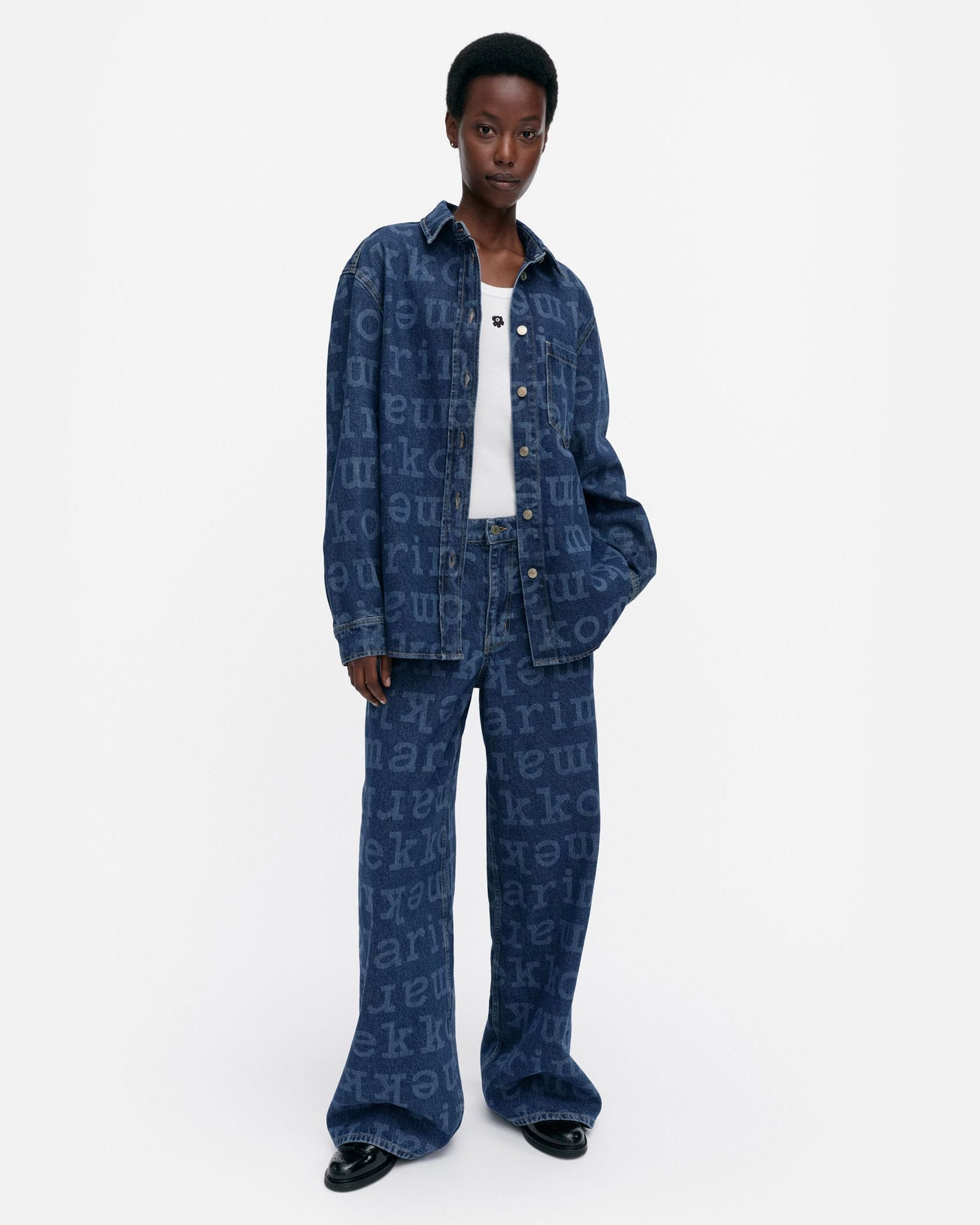 最安値！Marimekko Maridenim Unikko デニムシャツ Maridenim】 Unikko / Unikko jean shirt（シャツ/ブラウス