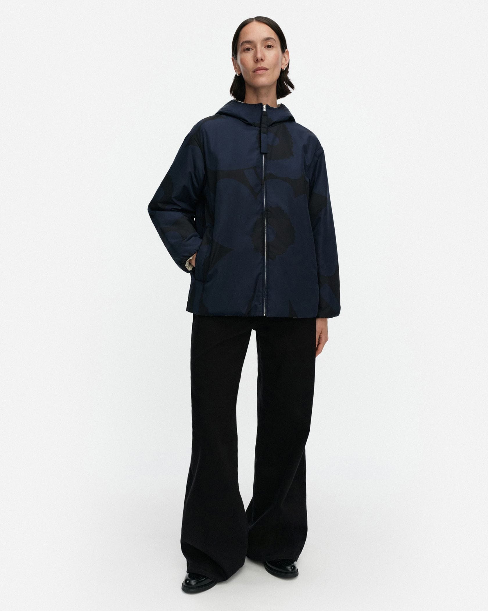 マリメッコmarimekko リバーシブルロングコート　無地　美品 日本限定】Vektori Unikko リバーシブルコート | Maija Isola