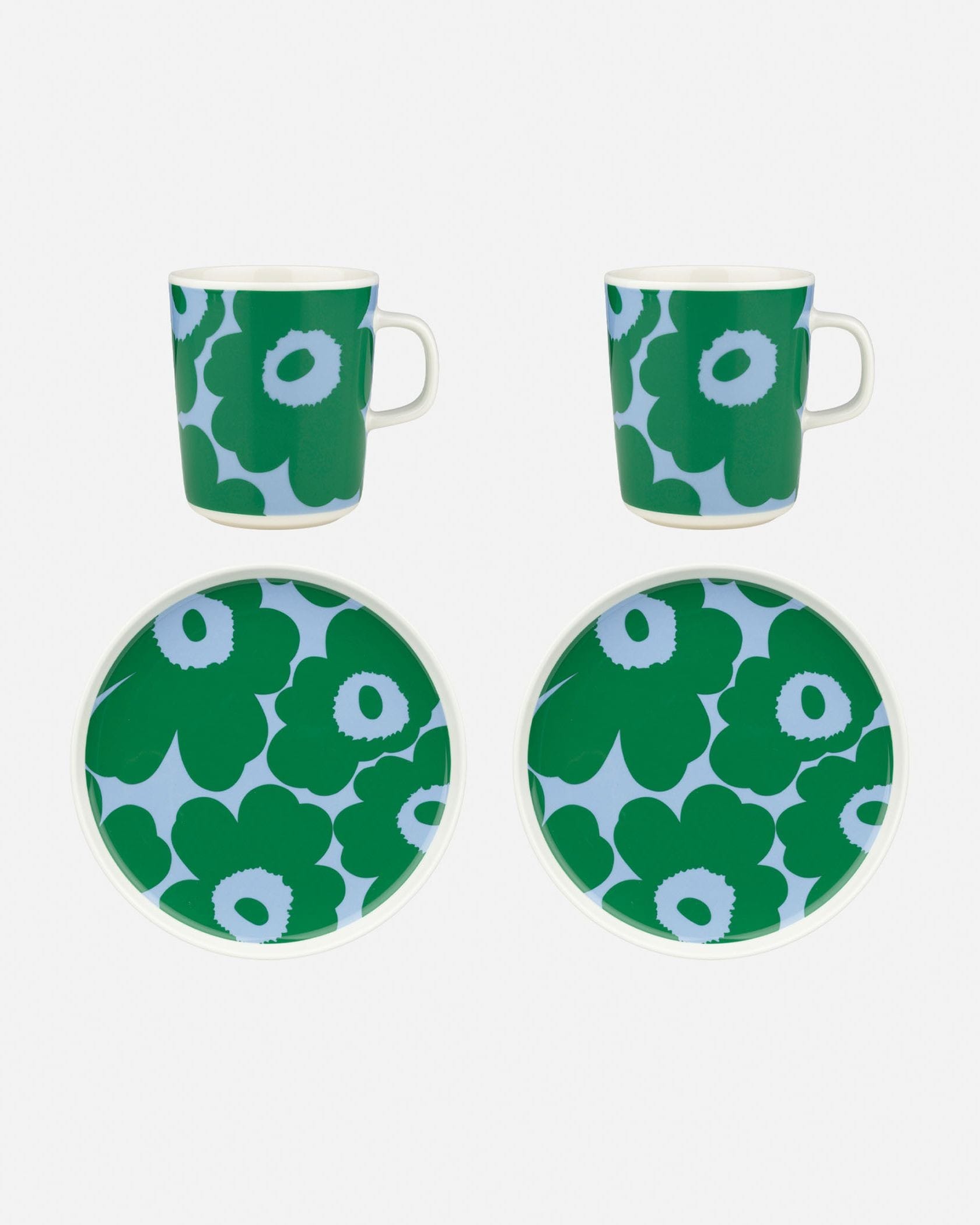 マリメッコ　イッタラ緑色デザートカップ 2個 オンラインストア限定】Unikko Breakfast セット | Maija Isola